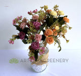 SP0419 Small Rustic Corn Flower / Carnation Bunch 28cm Rustic Pink / Rustic Orange | ARTISTIC GREENERY