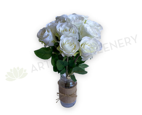 SP0420 Silk White Rose Posy / Bunch / Bouquet 42cm SPECIAL | ARTISTIC GREENERY