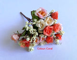 Coral - SP0427 Mini Rose Bunch 22cm Pink / Coral