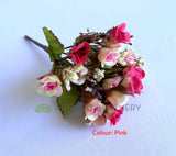 Pink - SP0427 Mini Rose Bunch 22cm Pink / Coral