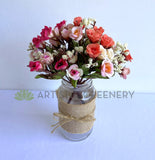 SP0427 Mini Rose Bunch 22cm Pink / Coral