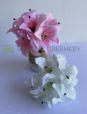 SP0428 Artificial Oriental / Tiger Lily Bouquet 28cm (6 Stems) White / Pink | ARTISTIC GREENERY