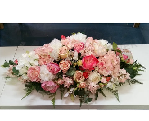Pink Casket Spray / Memorial Flowers 70cm & 100cm Long - SYM0026