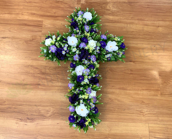 Fremantle Dockers Colour Theme Floral Cross Silk Memorial Flowers