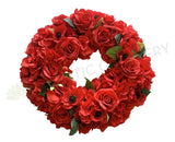 Anzac Floral Wreath (Red Poppy) 30 / 40 / 50cm - SYM0042