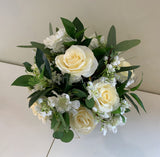 Round Bouquet - Ivory & White - Sarah C | ARTISTIC GREENERY | Silk Flower Posy PERTH