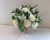 Round Bouquet - Ivory & White - Sarah C | ARTISTIC GREENERY | Silk Flower Posy PERTH