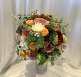 Round Bouquet - Yellow Pink Burgundy - Sarah L