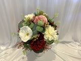 Round Bouquet - Yellow Pink Burgundy - Sarah L