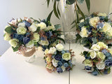Round Bouquet -Blue White & Pink - Skye F | ARTISTIC GREENERY | Artificial Wedding Flowers Perth Australia
