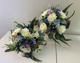 Bridesmaids Round Bouquet -Blue White & Pink - Skye F | ARTISTIC GREENERY | Artificial Wedding Flowers Perth Australia
