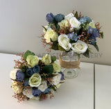 Flower Girl Posy - Round Bouquet -Blue White & Pink - Skye F | ARTISTIC GREENERY | Artificial Wedding Flowers Perth Australia