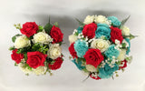 Round Bouquet - Turquoise Red White - Stella