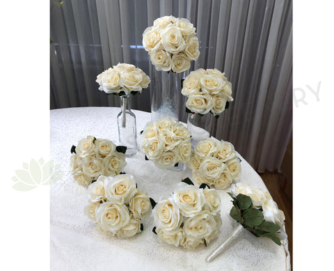 Round Bouquet - Ivory Posy Sunny M Bridesmaids Silk Flower Posy PERTH