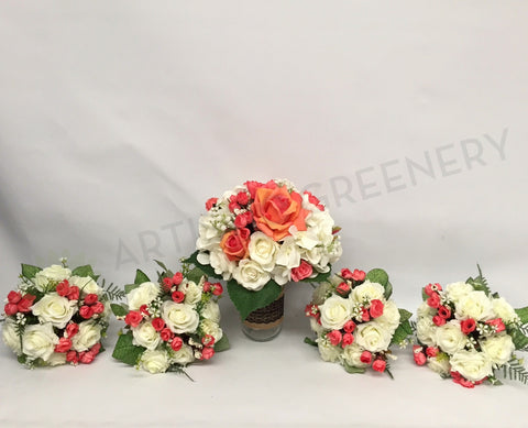 Round Bouquet - Orange & White - Tamara