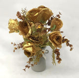 Clearance Stock - Rose Bunch 46cm Cream & Gold