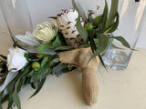 Handle wrapped with hessian - Silk Teardrop Cascase Wedding Bouquet - White Native Flowers  - Thea L | ARTISTIC GREENERY