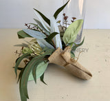 Tossing Bouquet Handle - Silk Teardrop Cascase Wedding Bouquet - White Native Flowers  - Thea L | ARTISTIC GREENERY