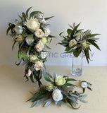 Silk Teardrop Cascase Wedding Bouquet - White Native Flowers  - Thea L | ARTISTIC GREENERY