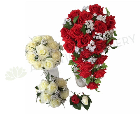 Teardrop Bouquet - Red & White - Tiffany E