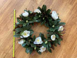 Artificial Magnolia Wreath 80cm - WRE0002 (Ref: Debbie B) | ARTISTIC GREENERY