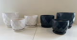 CER-XY045 Diamond Pattern Round Ceramic Pots  - Black / White - 3 Sizes