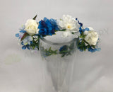 Custom-made Floral Crown - White & Blue - Mary K