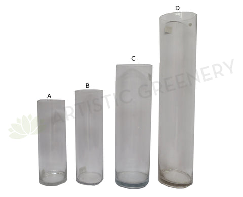 Cylinder Shaped Clear Glass Vase