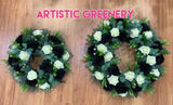 Black & White Rose Floral Wreath 30cm / 40 / 50cm - SYM0035
