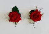 Corsage & Buttonhole - Red Rose with Gold - CB0015 - $53/set