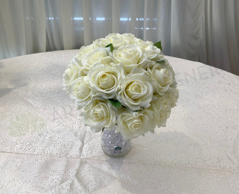 Round Bouquet - White (All Real Touch) - Nadia V