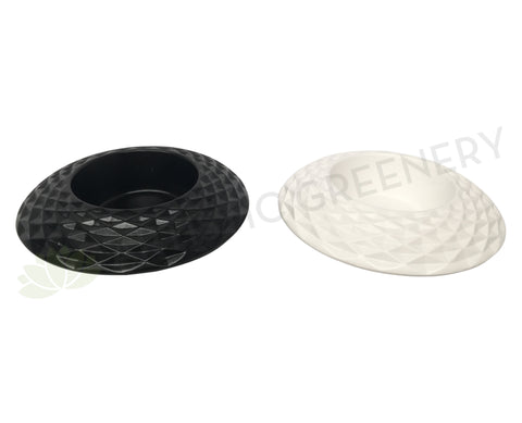 Ceramic Shallow Bowl (Diamond Pattern)- Black / White 27cm Diameter