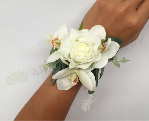 Corsage - White Rose & Orchid