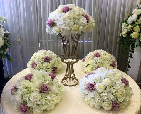 Wedding Table Centrepieces (Semi Sphere) - Dusty Pink & White - Zara